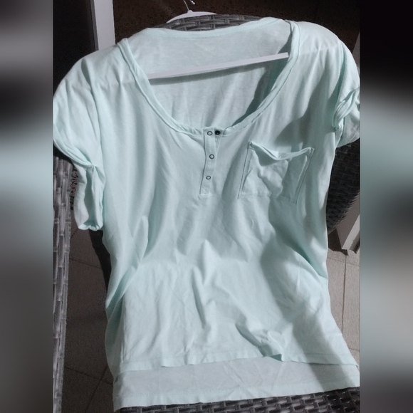 NWT AERIE Aqua Green Henley Top Sz Lg - Picture 4 of 5